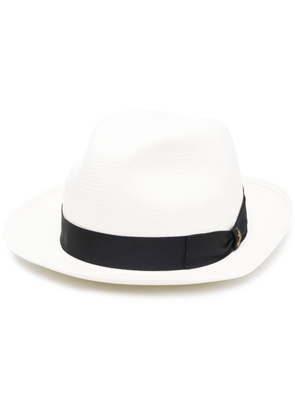 Borsalino bow-detail fedora hat - White