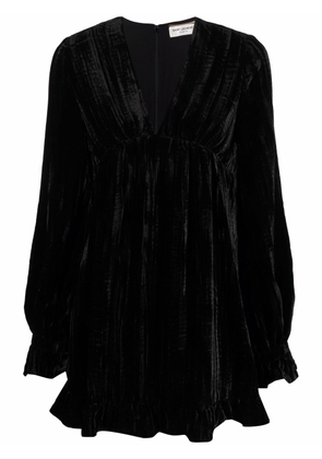 Saint Laurent ruffle-trim V-neck dress - Black