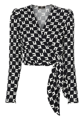 Elisabetta Franchi monogram-print cady blouse - Black