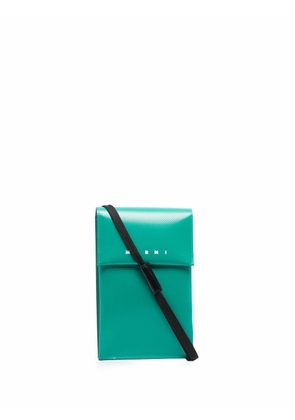 Marni logo-print shoulder bag - Green