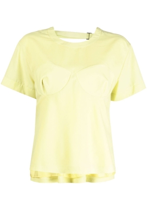 sacai cup-stitched short-sleeve top - Yellow