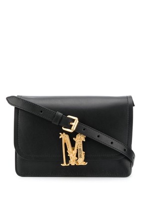Moschino monogram plaque shoulder bag - Black