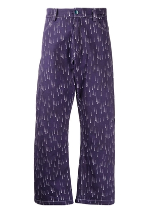 Pierre-Louis Mascia raindrop-print cropped jeans - Purple