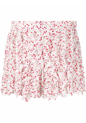 MSGM cherry-print ruffled mini shorts - White