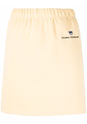 Chiara Ferragni embroidered logo skirt - Yellow