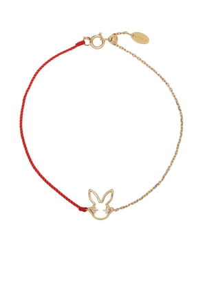 Ruifier 18kt yellow gold Scintilla rabbit diamond cord and chain bracelet - Red