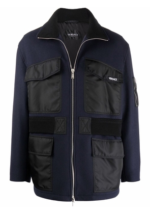 Versace flap-pocket zipped jacket - Blue