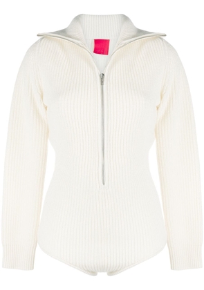 Cashmere In Love ribbed-knit high-neck bodysuit - White