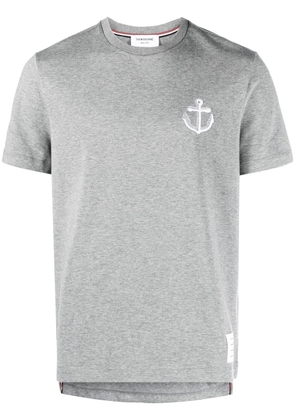 Thom Browne Anchor-embroidered cotton T-shirt - Grey