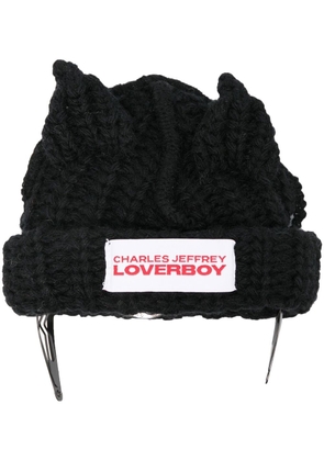 Charles Jeffrey Loverboy logo-patch knitted beanie - Black