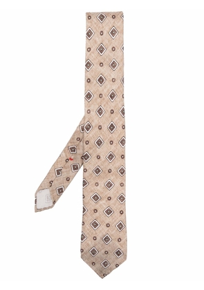 Dell'oglio embroidered-pattern silk tie - Neutrals