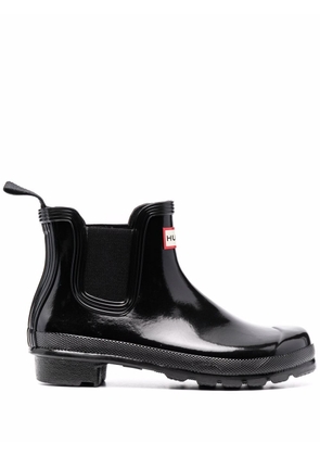 Hunter logo-patch ankle boots - Black