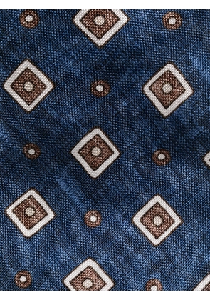 Dell'oglio geometric-print silk tie - Blue