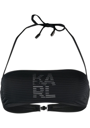Karl Lagerfeld logo-print bandeau bikini top - Black