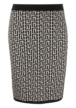 Balmain monogram pattern mini skirt - Neutrals