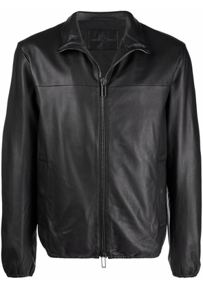 Emporio Armani zipped leather jacket - Black