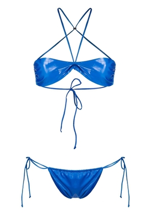 The Attico halterneck bandeau bikini - Blue