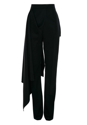 Alexander McQueen draped-detail slim fit trousers - Black