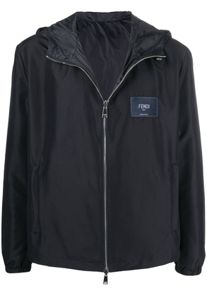 FENDI reversible logo-patch hooded jacket - Blue