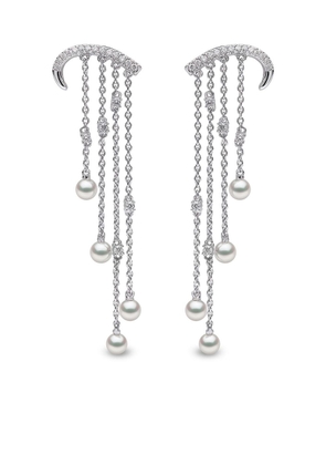 Yoko London 18kt white gold Sleek Akoya pearl and diamond earrings - Silver