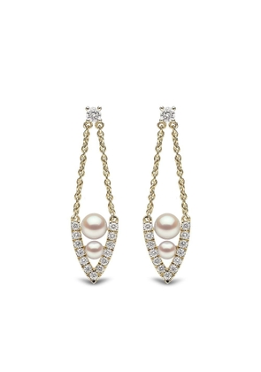 Yoko London 18kt yellow gold diamond pearl Sleek earrings
