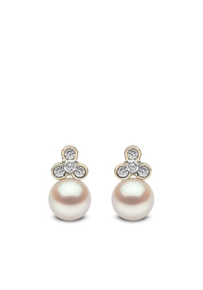 Yoko London 18kt yellow gold Trend freshwater pearl and diamond stud earrings