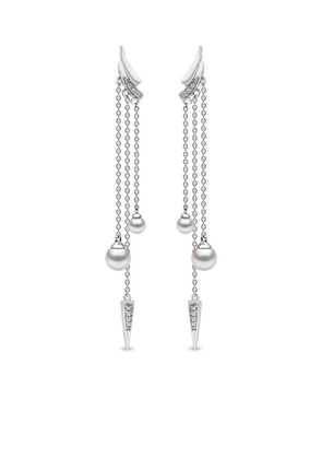 Yoko London 18kt white gold Trend diamond pearl drop earrings - Silver