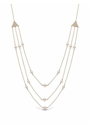 Yoko London 18kt yellow gold Sleek Freshwater pearl diamond necklace