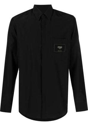 FENDI logo-patch button-up shirt - Black