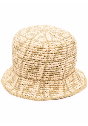FENDI woven FF-logo bucket hat - Gold