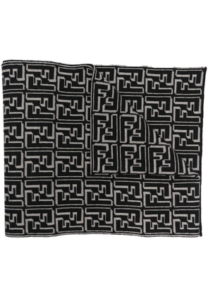 FENDI FF-monogram knit scarf - Black