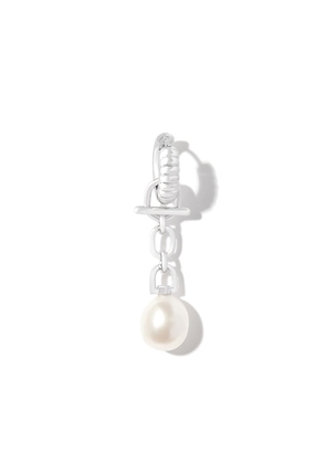 Maria Black Mambo hoop pearl drop earring - Silver