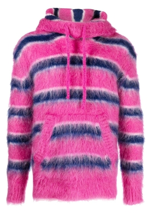 Marni striped intarsia-knit hooded sweater - Pink
