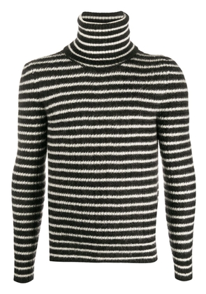 Saint Laurent horizontal-stripe roll-neck jumper - Black