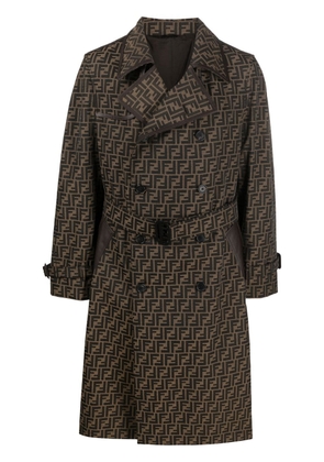 FENDI FF jacquard double-breasted trench coat - Brown