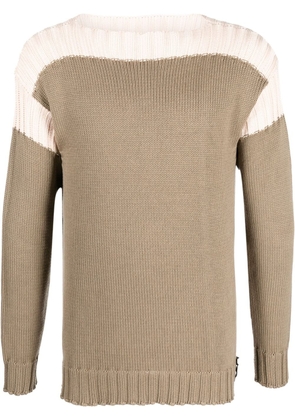 FENDI two-tone intarsia-knit jumper - Brown