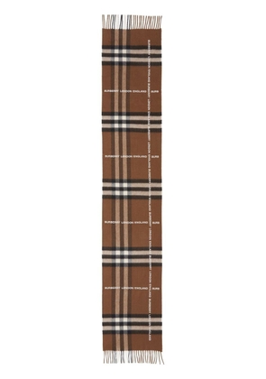 Burberry logo-check cashmere scarf - Brown