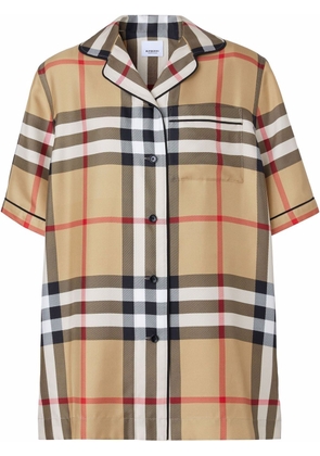 Burberry Vintage Check silk pajama shirt - Neutrals