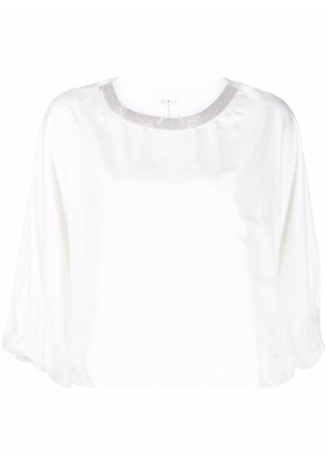 Fabiana Filippi beaded-collar gauze silk blouse - White