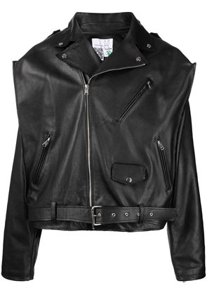 Natasha Zinko Box Leather Motorcycle Jacket - Black