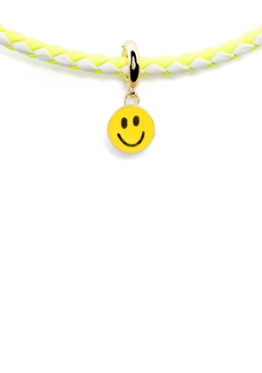 Lauren Rubinski 14kt yellow gold smiley face cord necklace - White