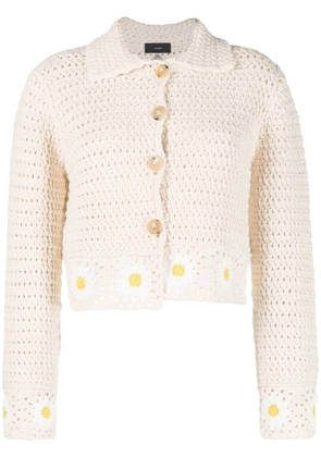 Alanui crochet-knit button-front cardigan - Neutrals