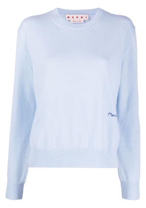 Marni logo-embroidered cashmere jumper - Blue