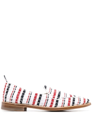 Thom Browne ribbon tweed penny loafers - White