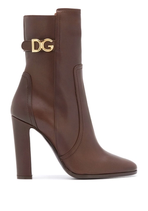 Dolce & Gabbana logo-plaque 110mm calf-length boots - Brown