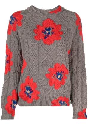Barrie floral-pattern cashmere jumper - Grey