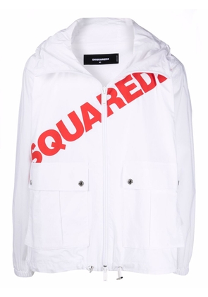 Dsquared2 logo-print cargo-pocket hoodie - White