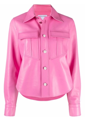 Bottega Veneta leather button-up shirt - Pink