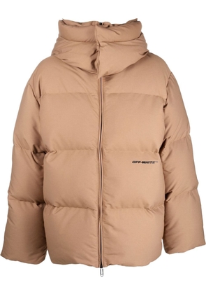Off-White Race canvas down padded jacket - Brown