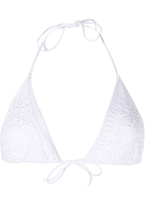 Ermanno Scervino embroidered triangle bikini top - White